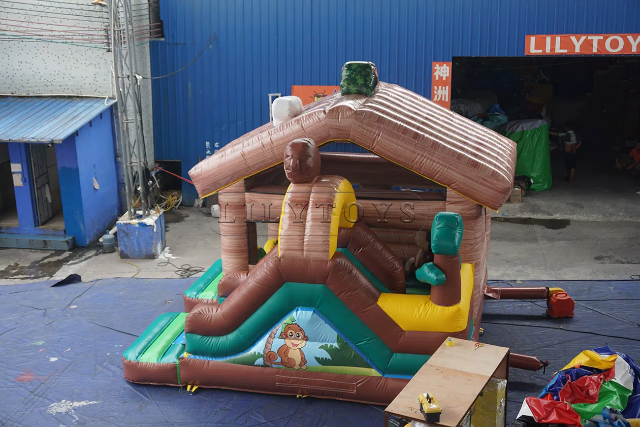 Espreguiçadeira inflável Lilytoys com tema de macaco escorregador inflável castelo para uso familiar