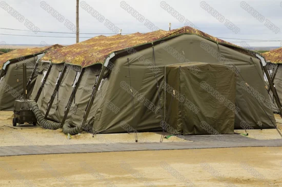 Barraca de acampamento de fábrica Qx Barraca de estilo militar Barraca de estilo militar 48 M2 Barraca inflável de tamanho grande