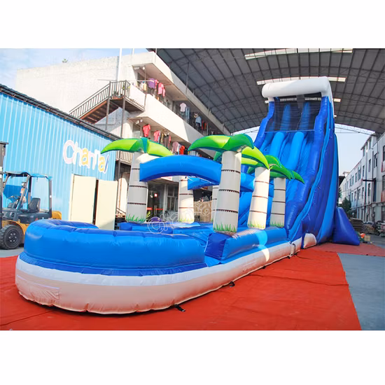 Piscina comercial ao ar livre para crianças/adultos com toboágua N Slip Bounce Slides Piscina tropical dupla inflável com toboágua